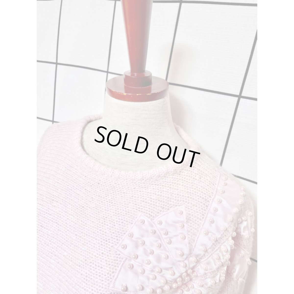 画像3: アメリカ古着 リボン パール プルオーバー ニットセーター ピンク (3)