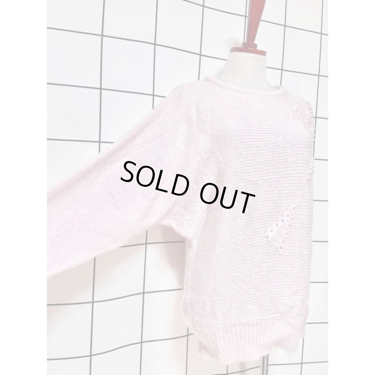 画像5: アメリカ古着 リボン パール プルオーバー ニットセーター ピンク (5)