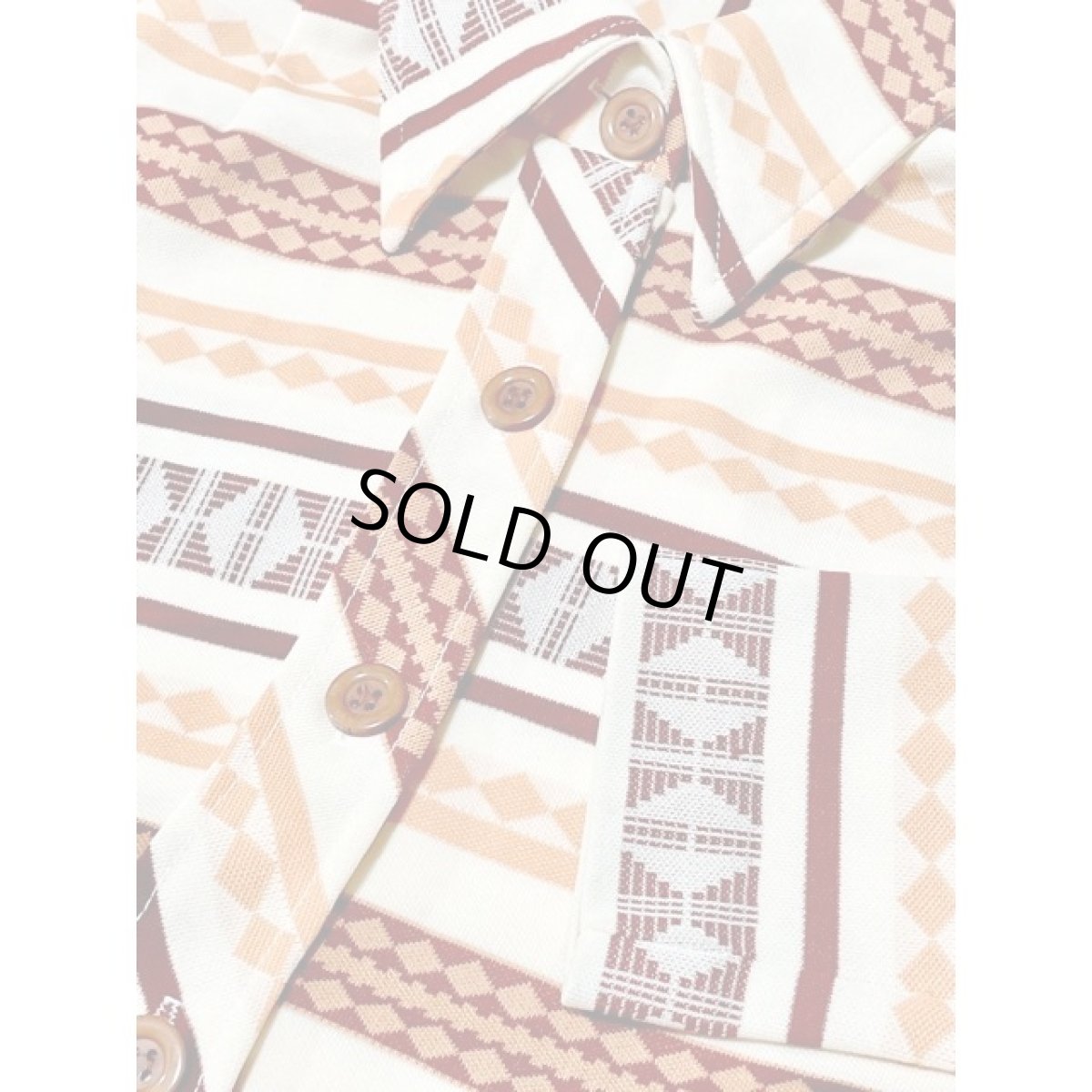 画像8: ネイティブ柄 ボーダー USA古着 長袖 シャツ ヴィンテージブラウス (8)