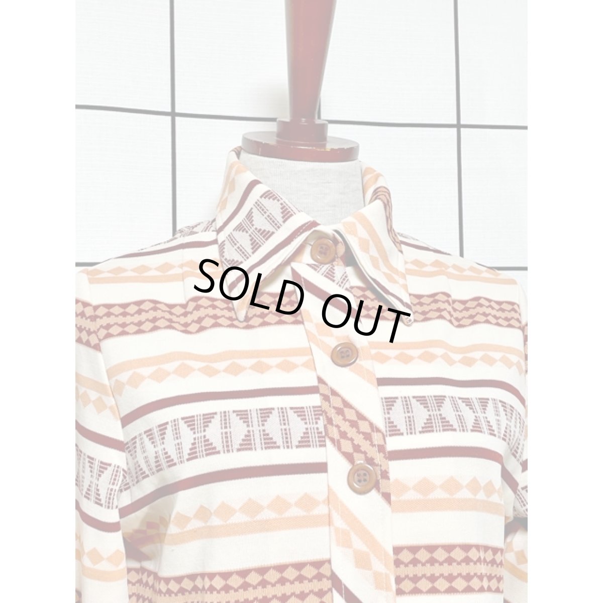 画像5: ネイティブ柄 ボーダー USA古着 長袖 シャツ ヴィンテージブラウス (5)