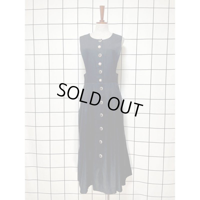 チロリアンワンピース リネン 無地 前開き ドイツ民族衣装