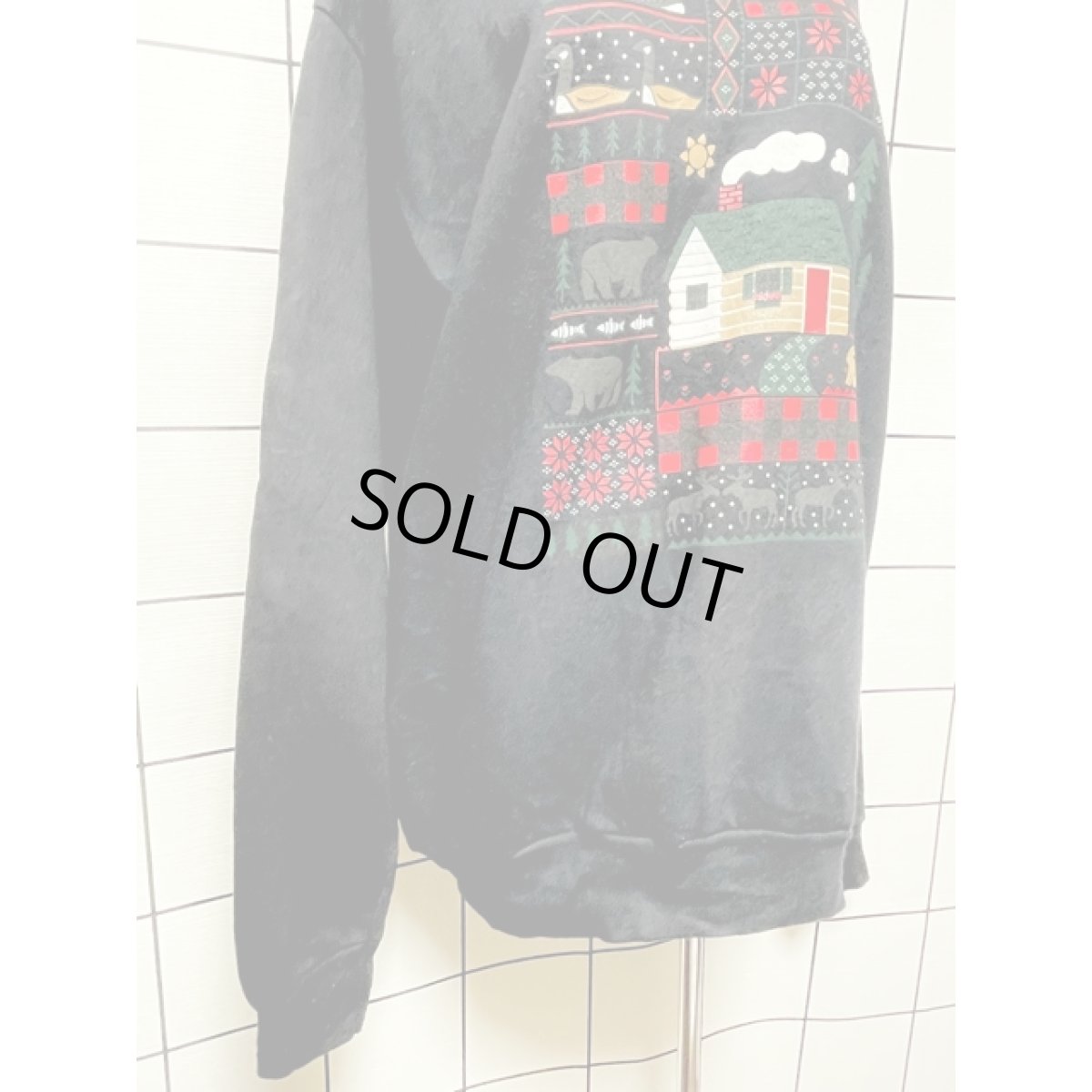 画像9: アメリカ古着 ヴィンテージスウェット トナカイ クマ 鳥 House プルオーバー (9)