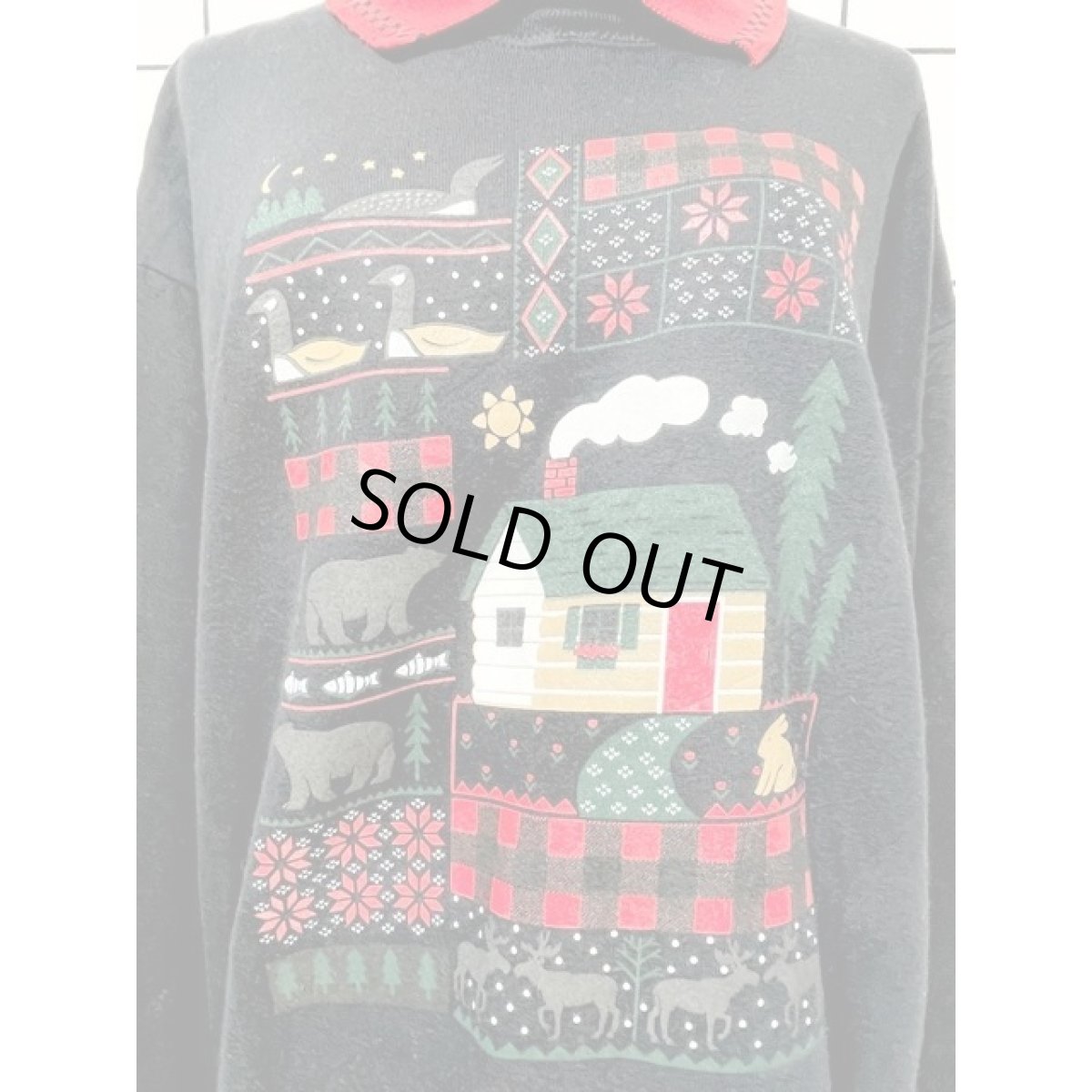 画像8: アメリカ古着 ヴィンテージスウェット トナカイ クマ 鳥 House プルオーバー (8)