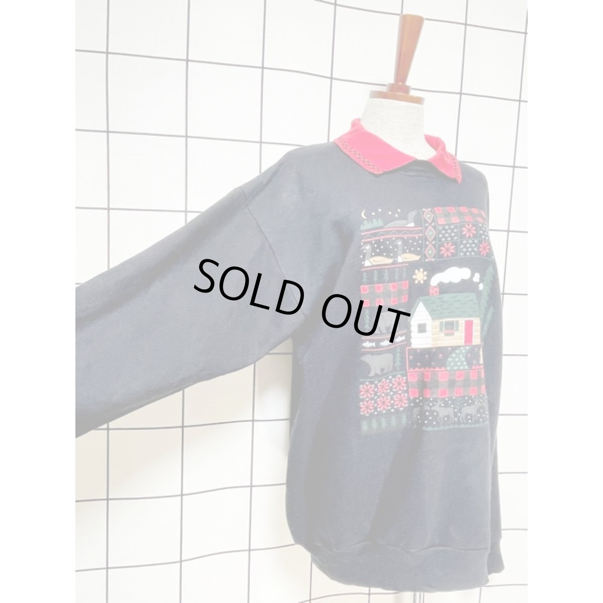 画像7: アメリカ古着 ヴィンテージスウェット トナカイ クマ 鳥 House プルオーバー (7)