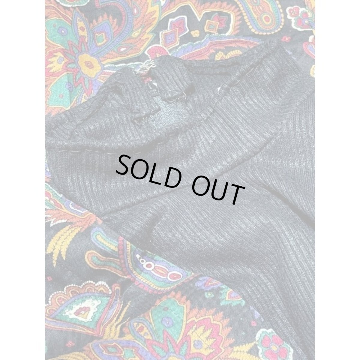 画像14: アメリカ古着 ヴィンテージワンピース ニット ハイネック ペイズリー ウエストゴム (14)