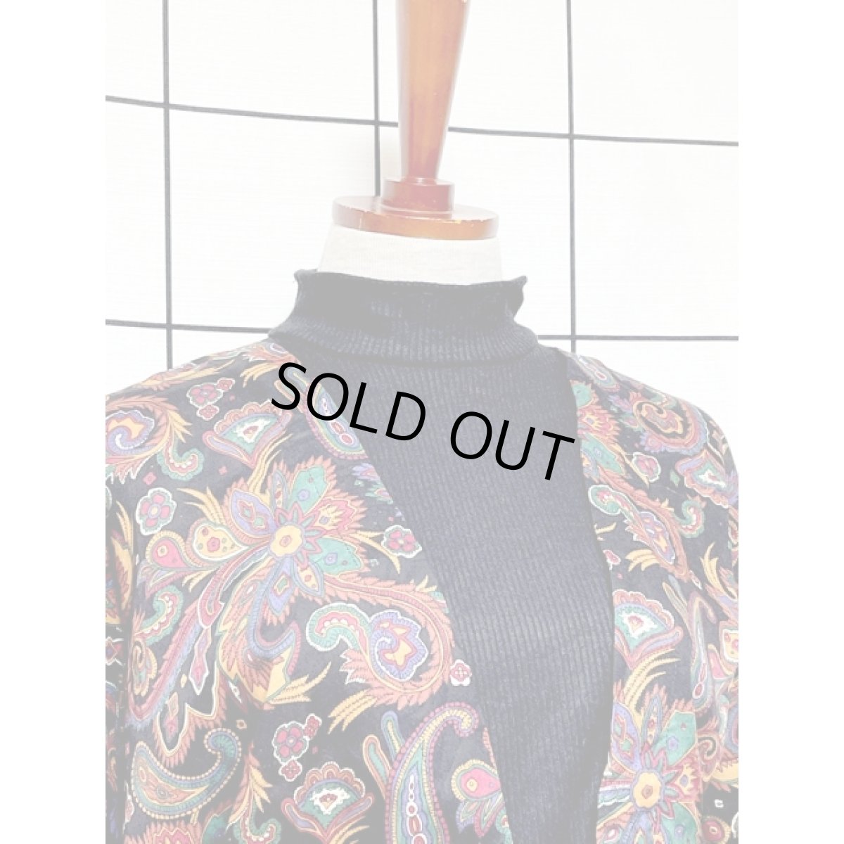 画像6: アメリカ古着 ヴィンテージワンピース ニット ハイネック ペイズリー ウエストゴム (6)