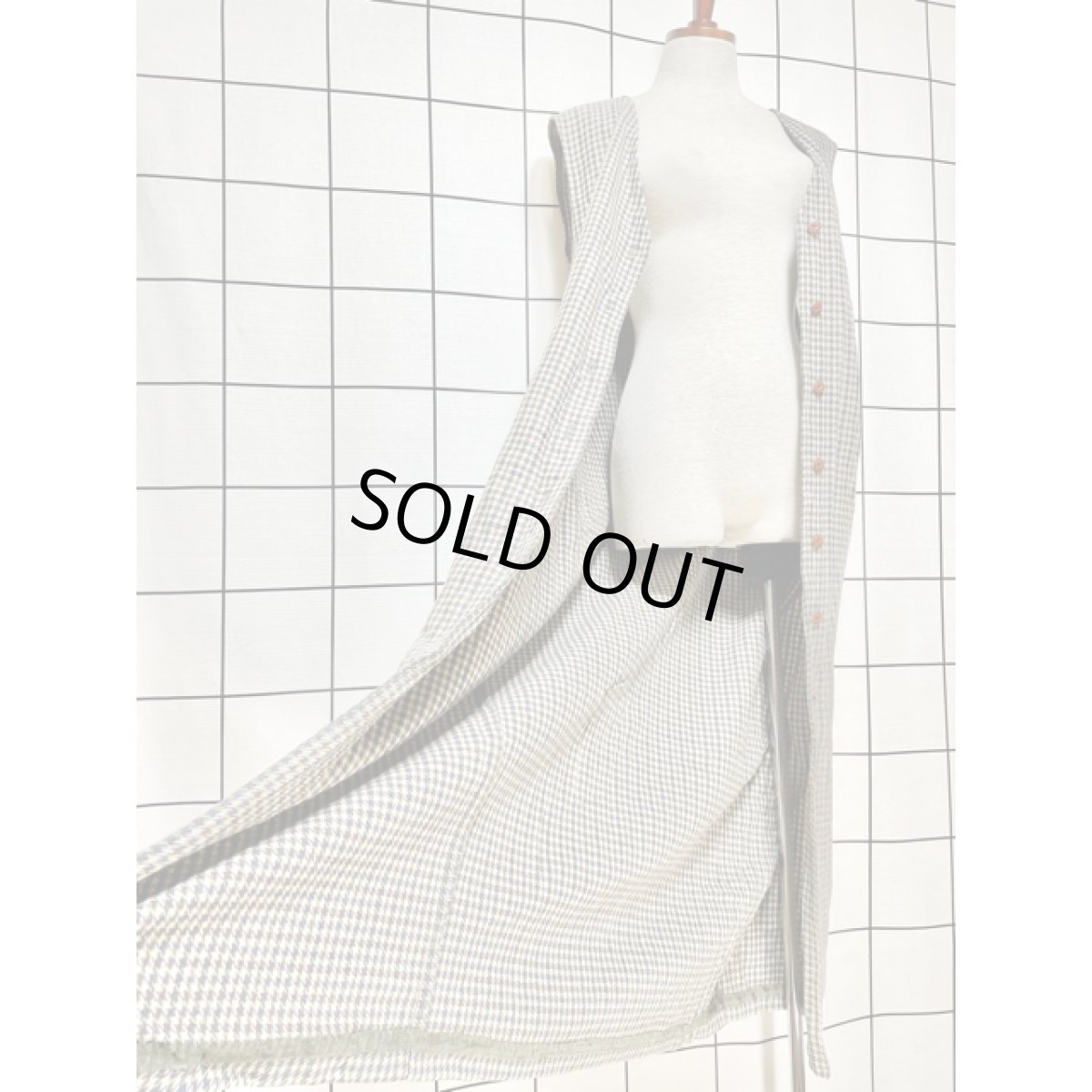 画像12: アメリカ古着 ジャンスカ ヴィンテージ 千鳥格子柄 前開き レトロ (12)