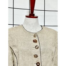 画像7: チロリアンジャケット マルチボタン リネン ベージュ ディアンドル ドイツ民族衣装 (7)