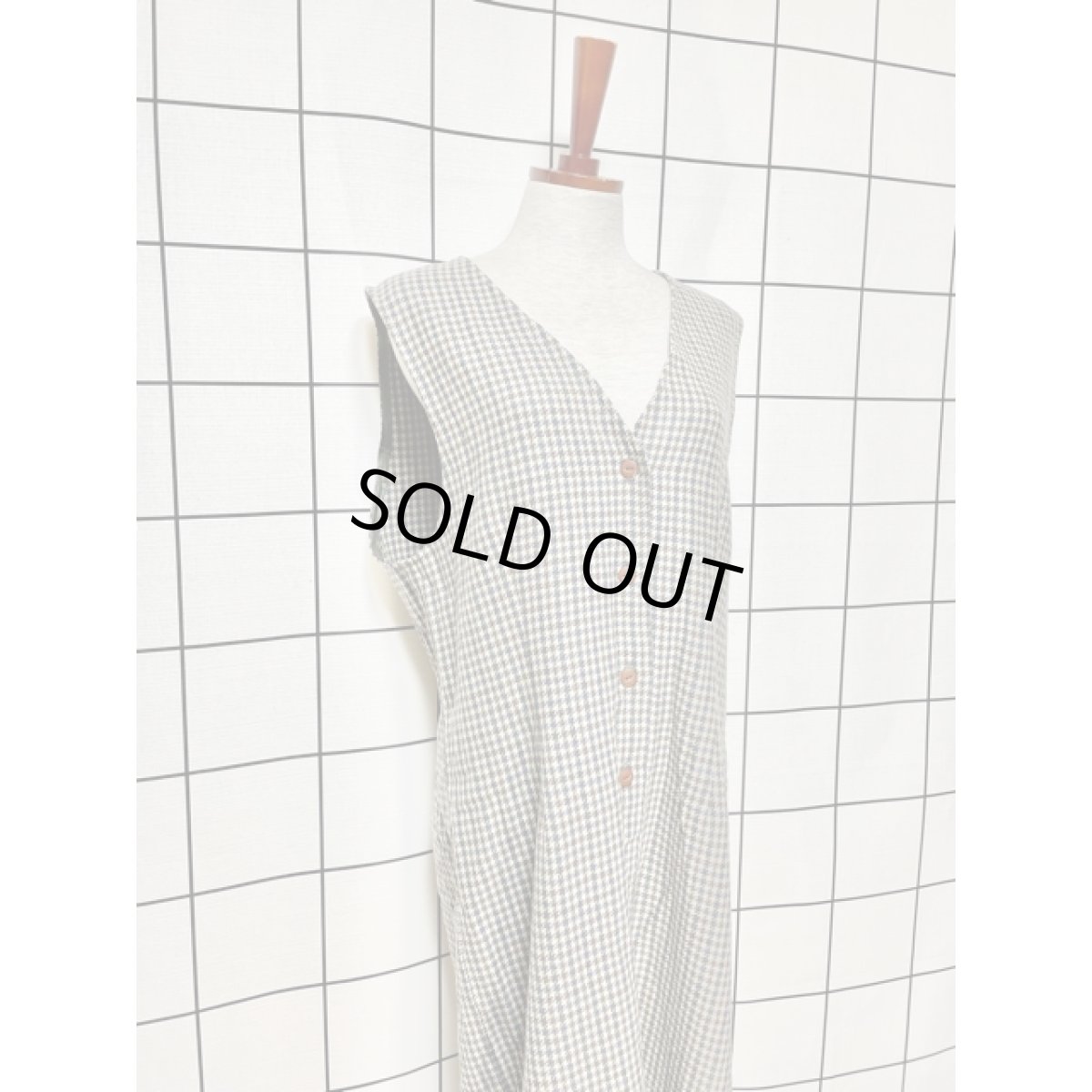 画像5: アメリカ古着 ジャンスカ ヴィンテージ 千鳥格子柄 前開き レトロ (5)