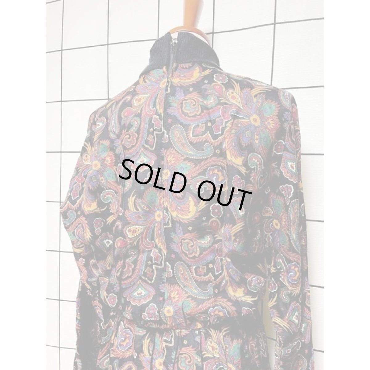 画像3: アメリカ古着 ヴィンテージワンピース ニット ハイネック ペイズリー ウエストゴム (3)