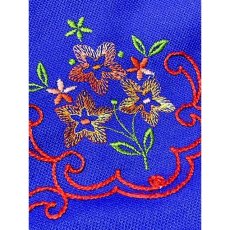 画像11: ヨーロッパ古着 ヴィンテージドレス カラフル刺繍 クラシカル ブルー (11)