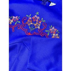画像9: ヨーロッパ古着 ヴィンテージドレス カラフル刺繍 クラシカル ブルー (9)