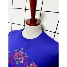 画像3: ヨーロッパ古着 ヴィンテージドレス カラフル刺繍 クラシカル ブルー (3)