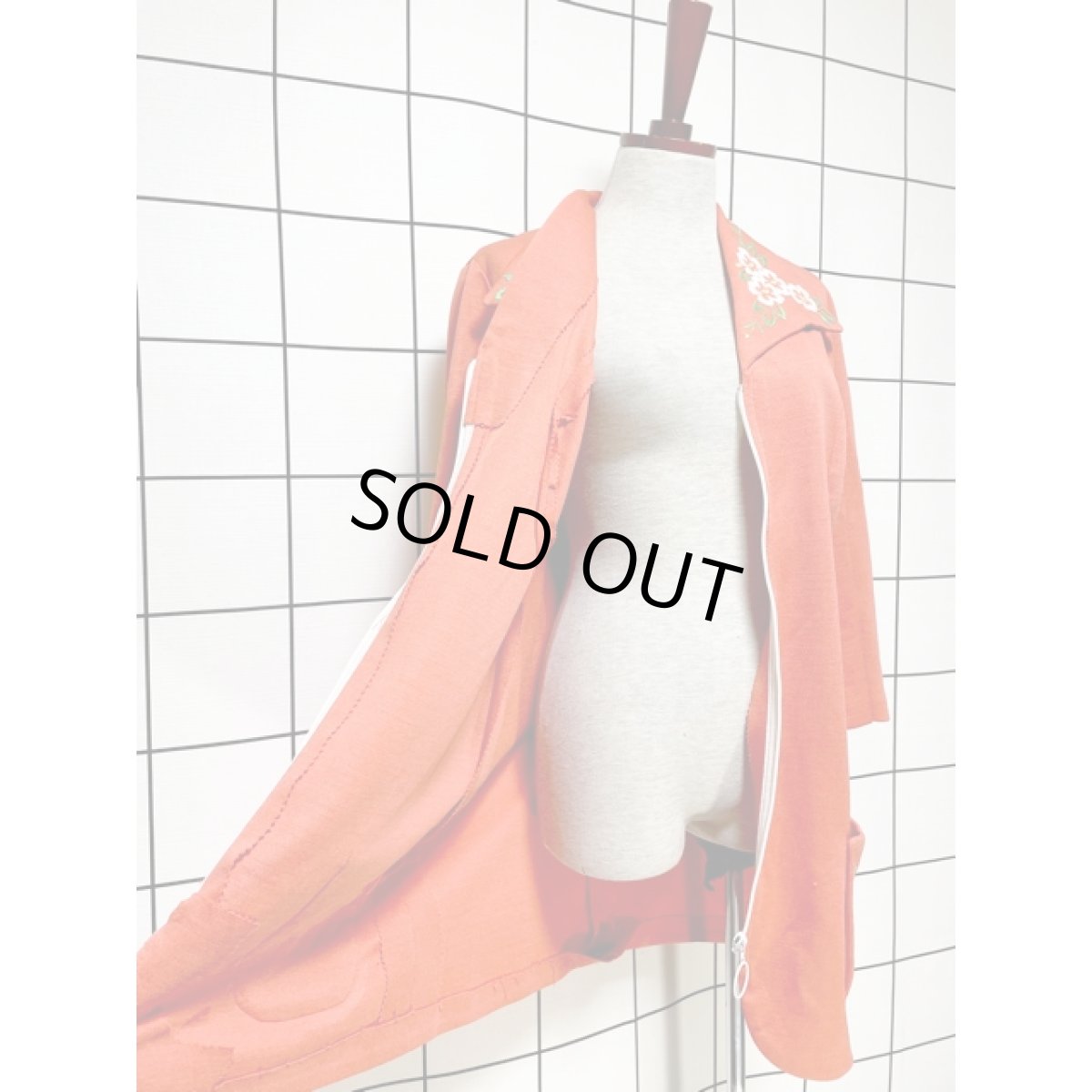 画像9: 刺繍 オレンジ ジッパーデザイン レトロ 長袖 ヨーロッパ古着 ヴィンテージアウター  (9)