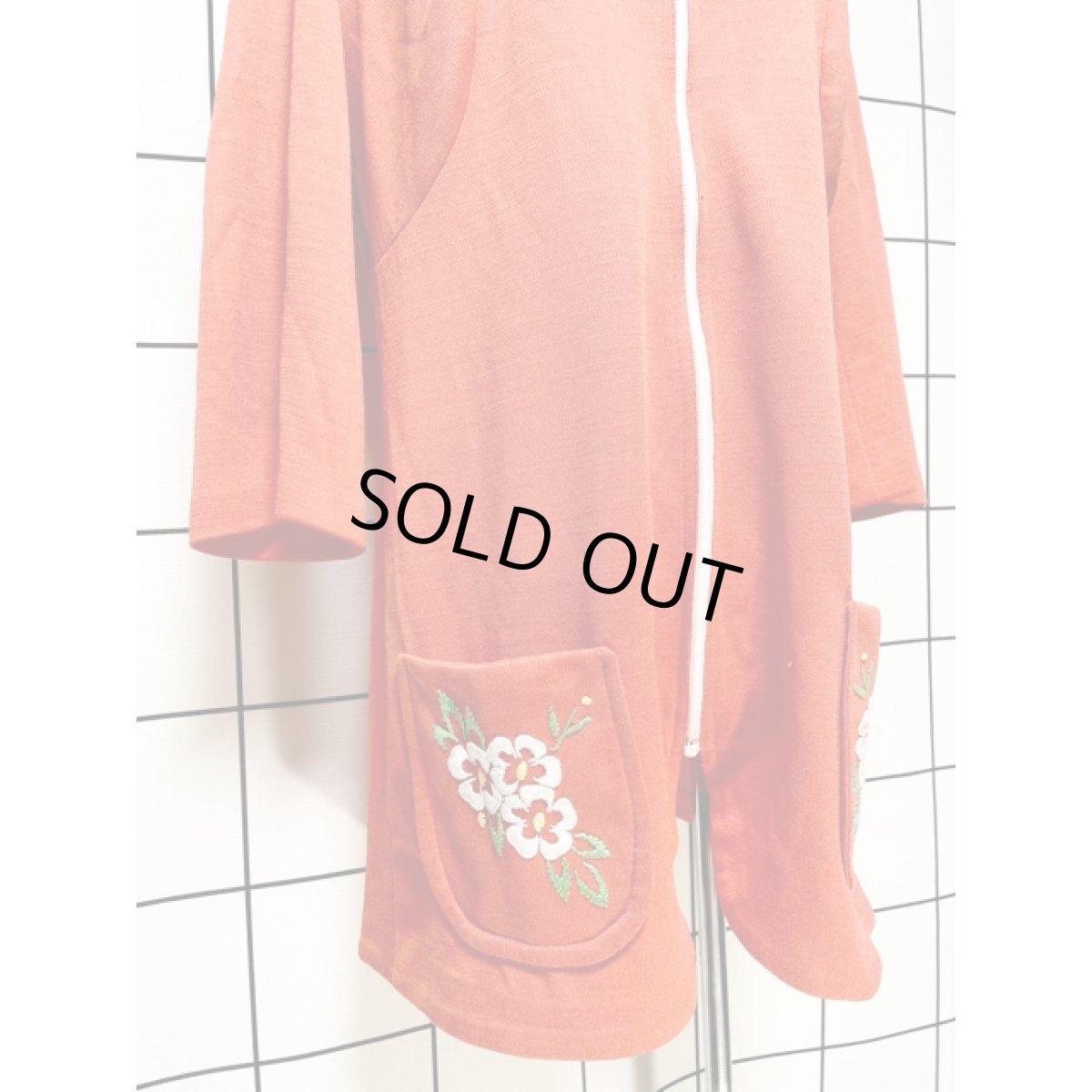 画像8: 刺繍 オレンジ ジッパーデザイン レトロ 長袖 ヨーロッパ古着 ヴィンテージアウター  (8)