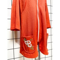 画像8: 刺繍 オレンジ ジッパーデザイン レトロ 長袖 ヨーロッパ古着 ヴィンテージアウター  (8)