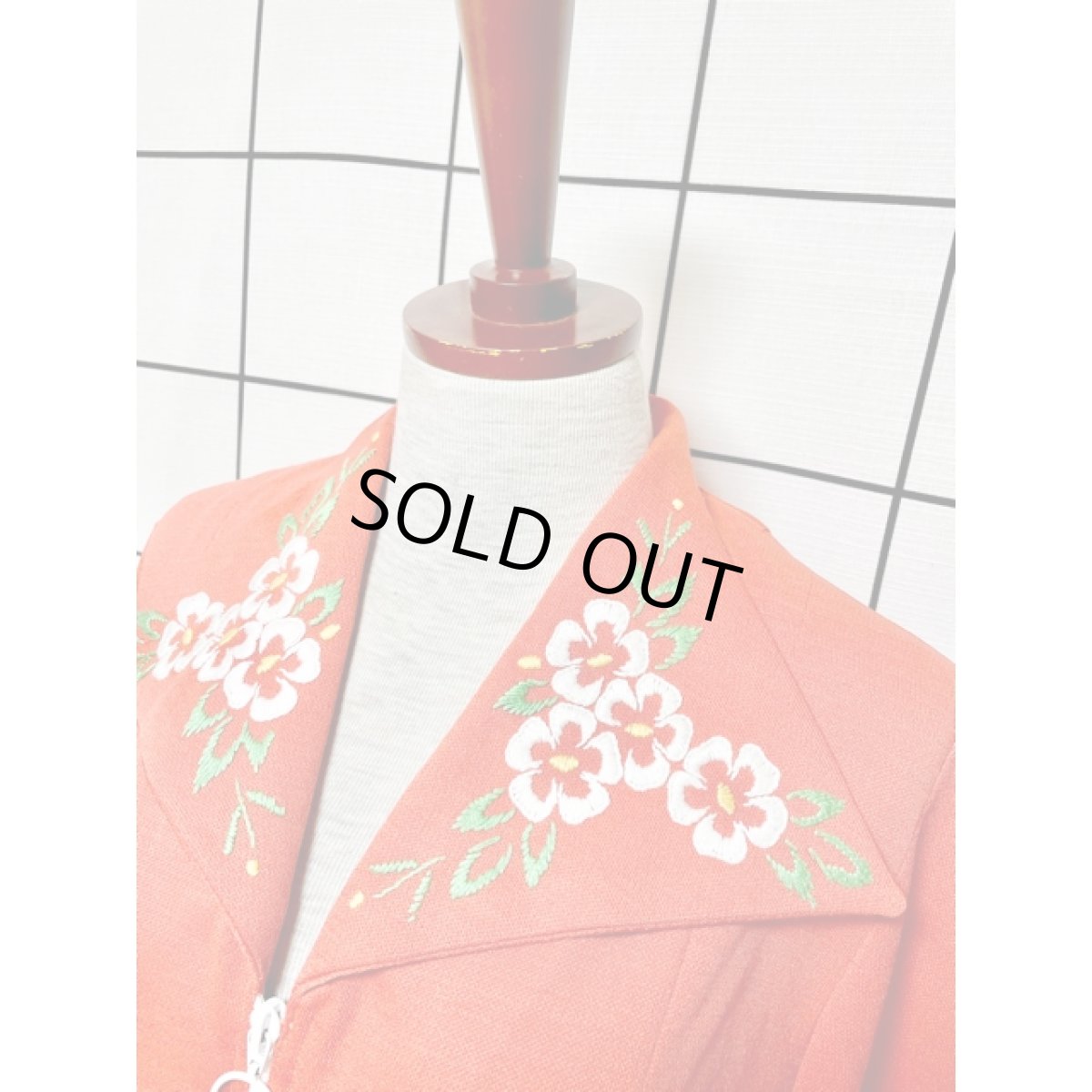 画像4: 刺繍 オレンジ ジッパーデザイン レトロ 長袖 ヨーロッパ古着 ヴィンテージアウター  (4)