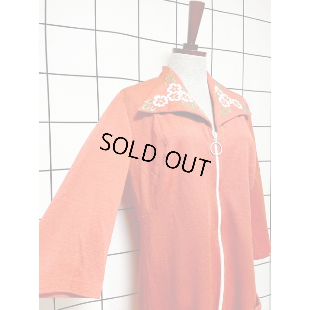 画像6: 刺繍 オレンジ ジッパーデザイン レトロ 長袖 ヨーロッパ古着 ヴィンテージアウター  (6)