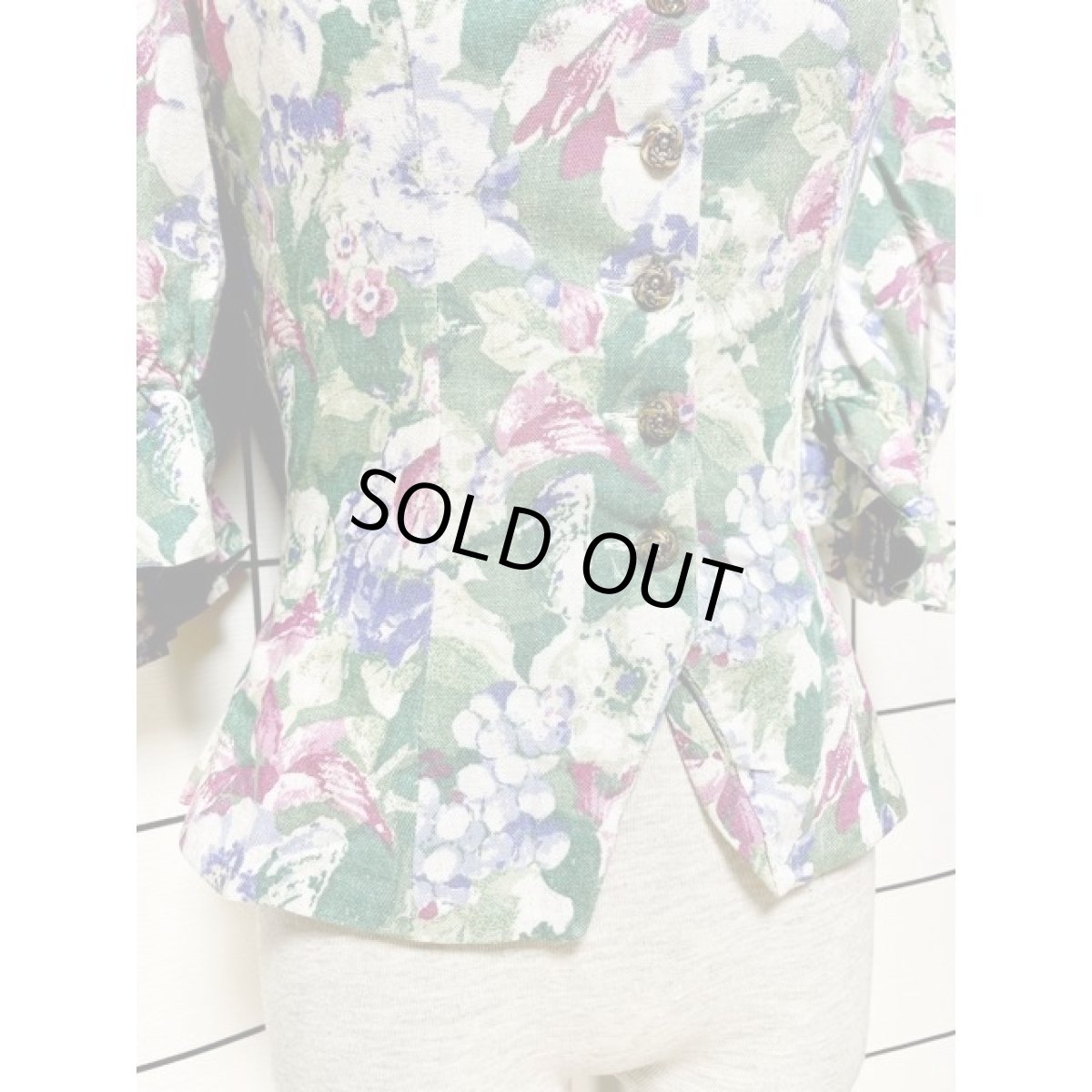 画像8: チロルジャケット ペプラム調ライン パフスリーブ 花柄 コンチョボタン (8)