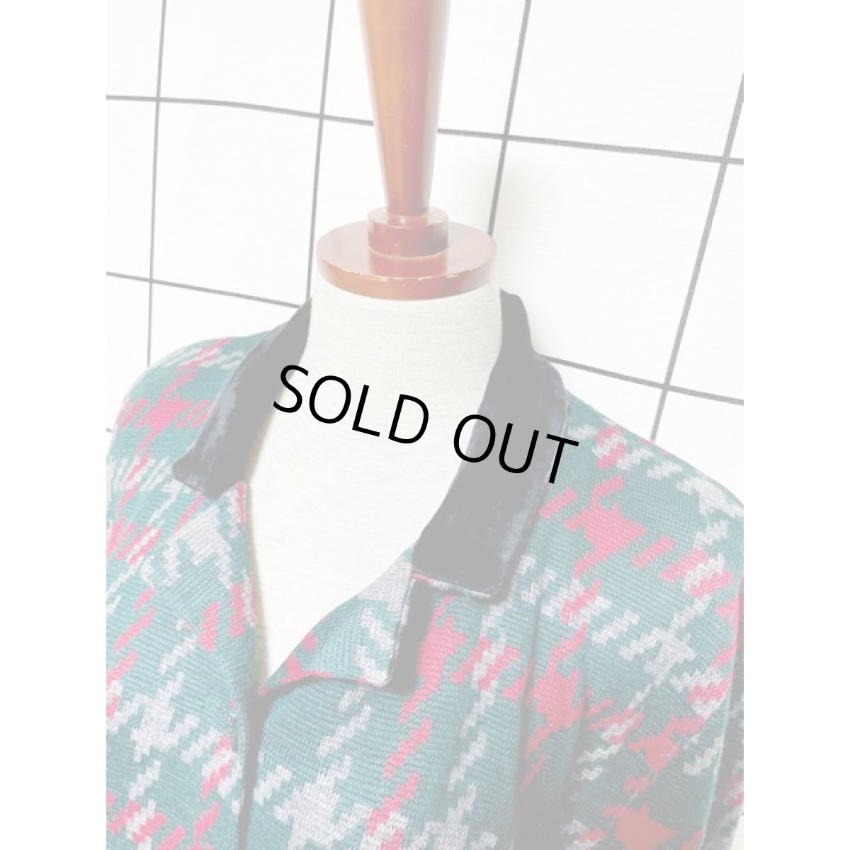 画像4: フランス製 グリーン ニット ベロア レトロ ヨーロッパ古着 ヴィンテージジャケット (4)