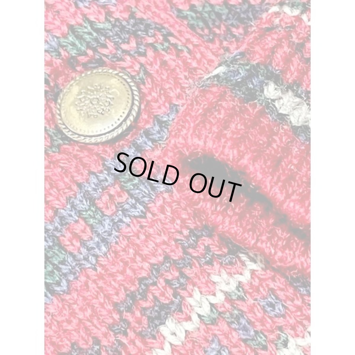 画像10: ニット レッド レトロ ヨーロッパ古着 長袖 ヴィンテージカーディガン (10)