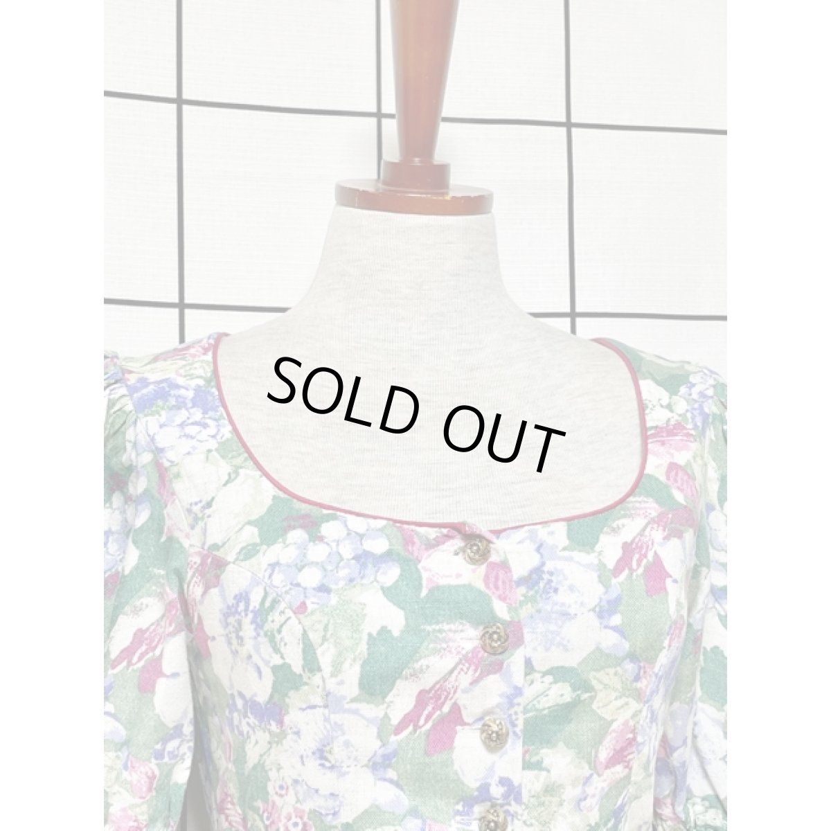 画像6: チロルジャケット ペプラム調ライン パフスリーブ 花柄 コンチョボタン (6)