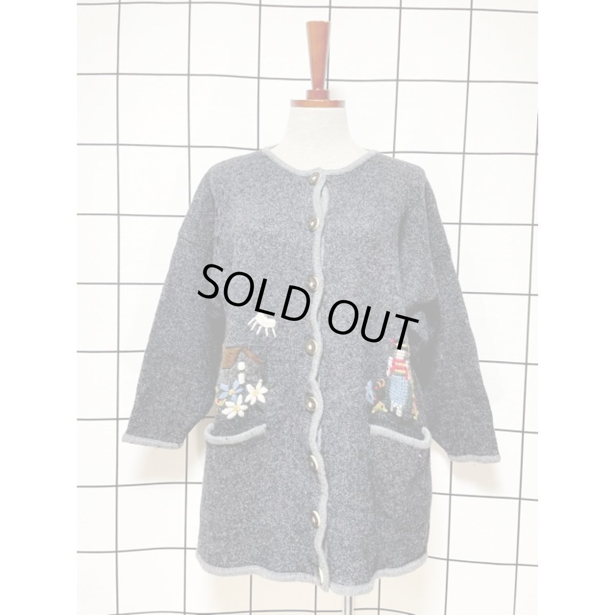 画像1: チロルニットコート ハウス編み 人物編み 花編み ディアンドル (1)