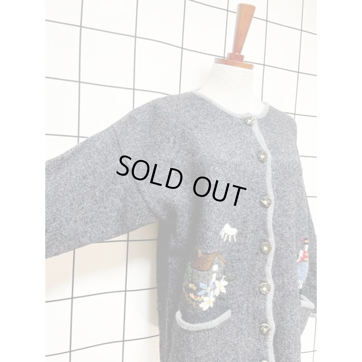 画像6: チロルニットコート ハウス編み 人物編み 花編み ディアンドル (6)