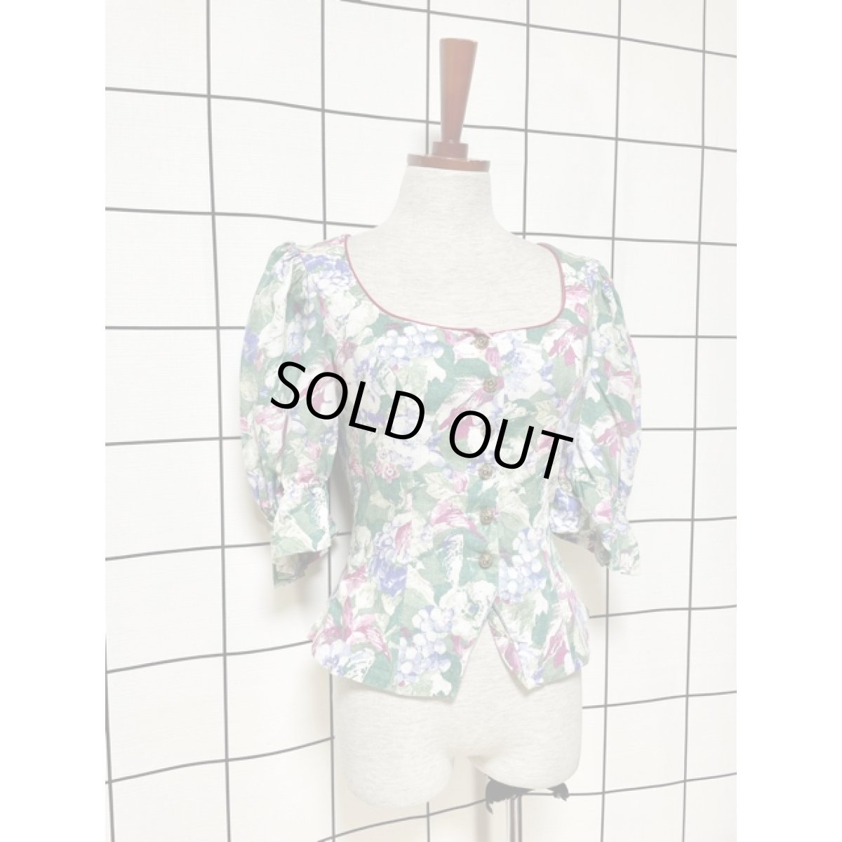 画像4: チロルジャケット ペプラム調ライン パフスリーブ 花柄 コンチョボタン (4)