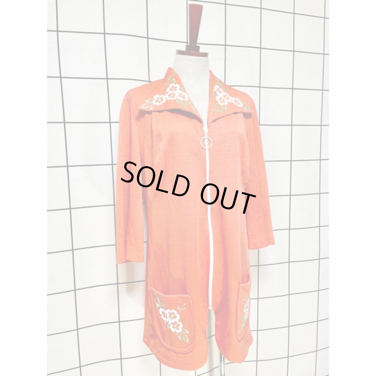 画像3: 刺繍 オレンジ ジッパーデザイン レトロ 長袖 ヨーロッパ古着 ヴィンテージアウター  (3)