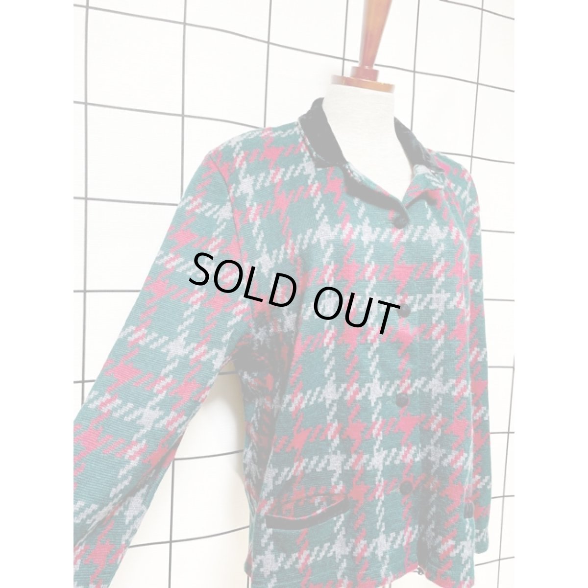 画像6: フランス製 グリーン ニット ベロア レトロ ヨーロッパ古着 ヴィンテージジャケット (6)