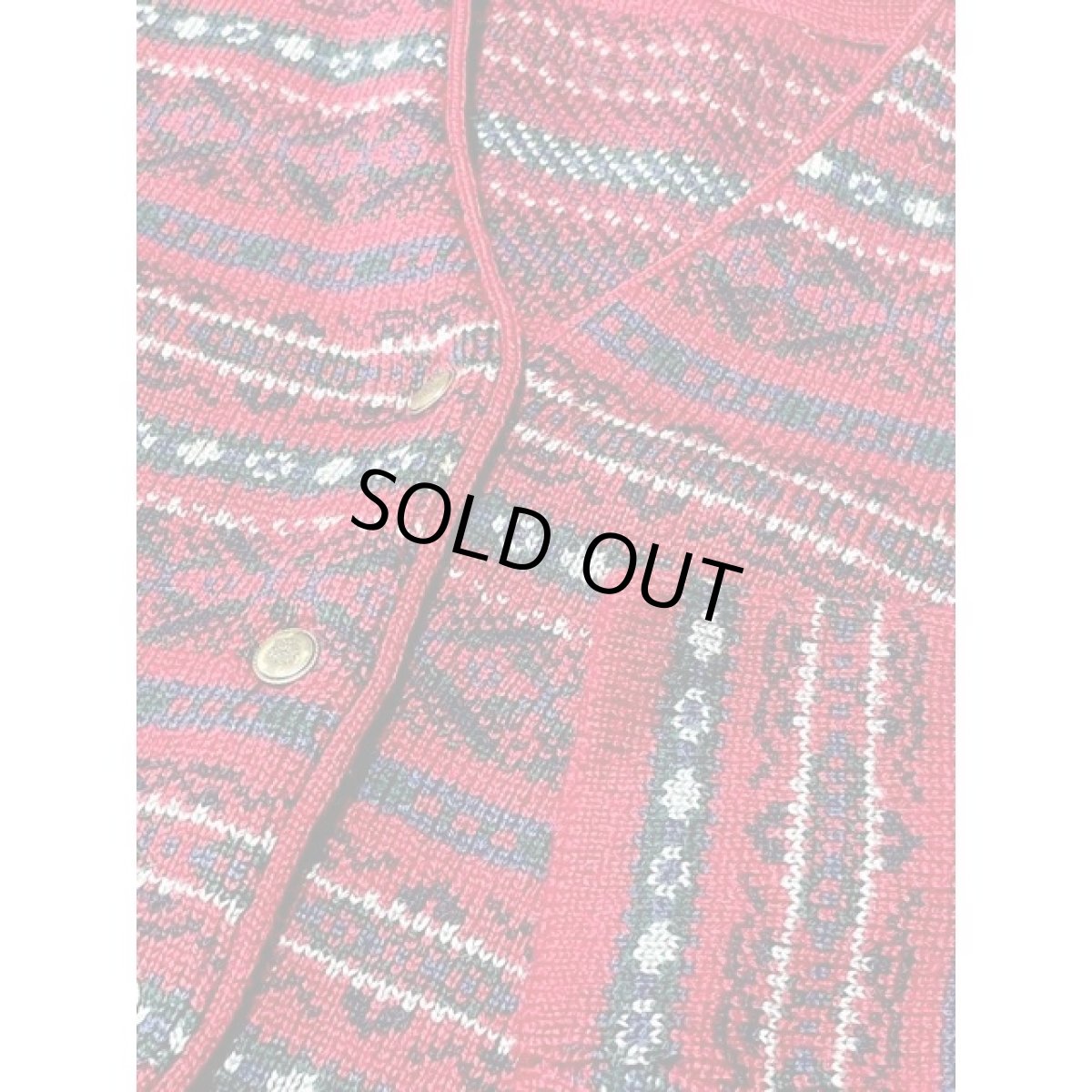 画像8: ニット レッド レトロ ヨーロッパ古着 長袖 ヴィンテージカーディガン (8)