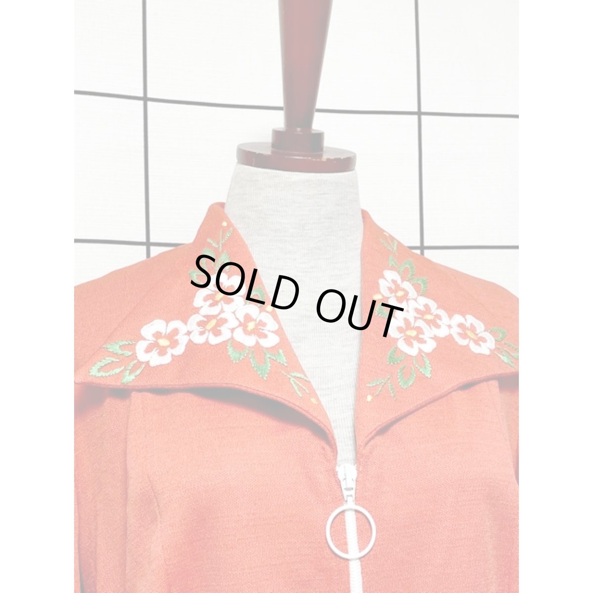 画像5: 刺繍 オレンジ ジッパーデザイン レトロ 長袖 ヨーロッパ古着 ヴィンテージアウター  (5)