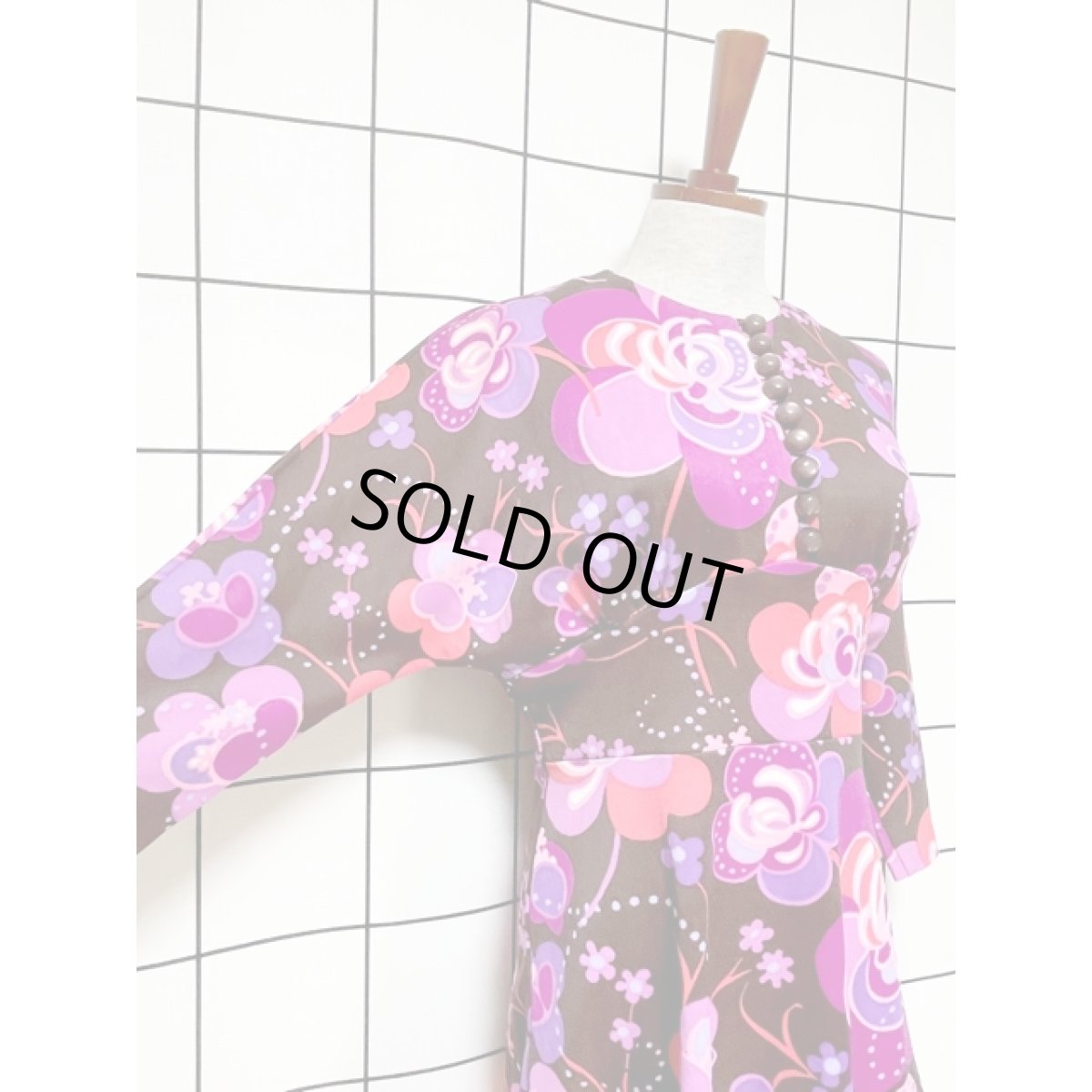 画像6: ヨーロッパ古着 ヴィンテージ ワンピース サイケ 花柄 華やか 長袖 レトロ (6)