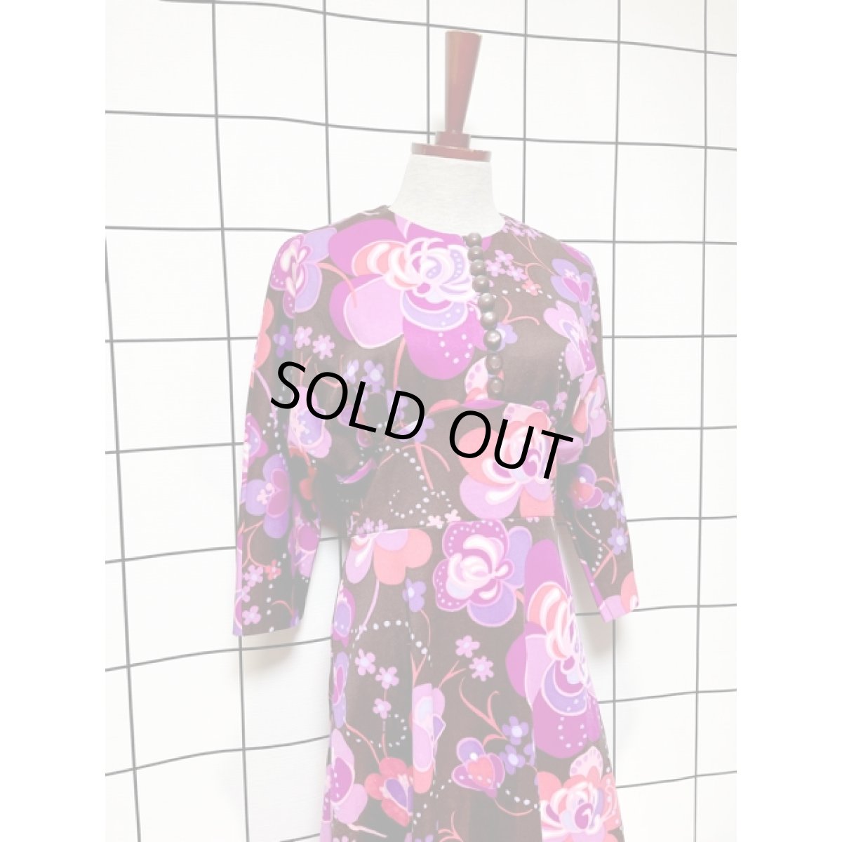 画像3: ヨーロッパ古着 ヴィンテージ ワンピース サイケ 花柄 華やか 長袖 レトロ (3)