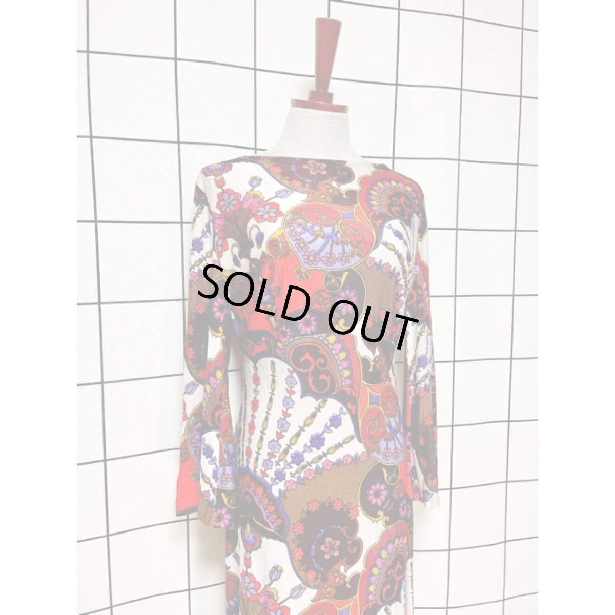 画像4: 70年代 サイケ 花柄 個性的 長袖 パーティー 衣装 クラシカル ヨーロッパ古着 ヴィンテージマキシ丈ドレス (4)