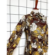 画像7: ヨーロッパ古着 ワンピース ヴィンテージ ストライプステッチ 花柄 リボン 長袖 (7)