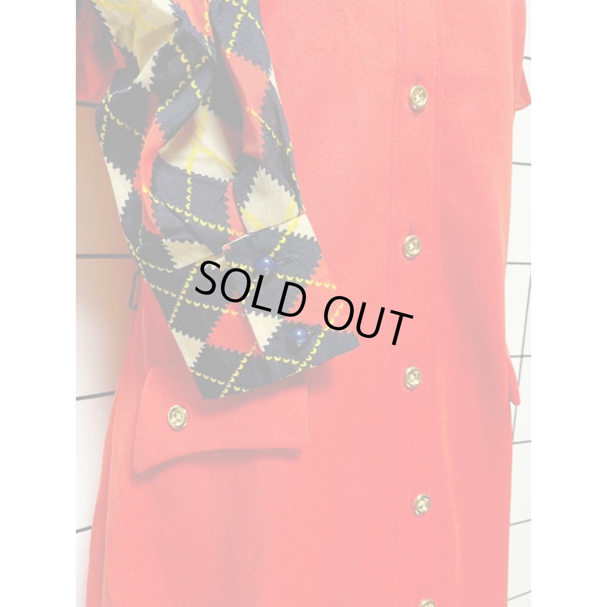 画像7: ヨーロッパ古着 ワンピース ヴィンテージ アーガイルチェック 70年代 長袖 レトロ (7)