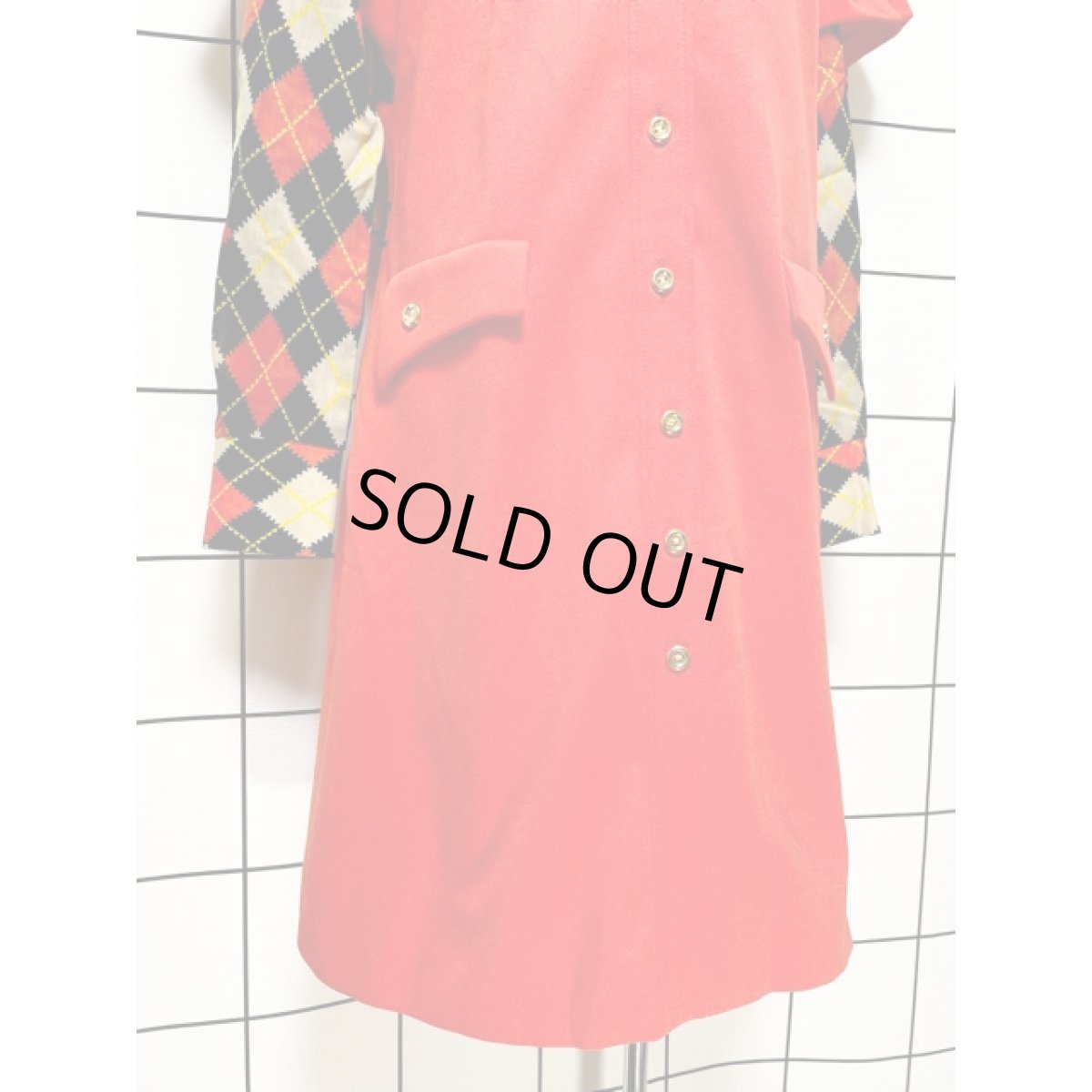 画像8: ヨーロッパ古着 ワンピース ヴィンテージ アーガイルチェック 70年代 長袖 レトロ (8)