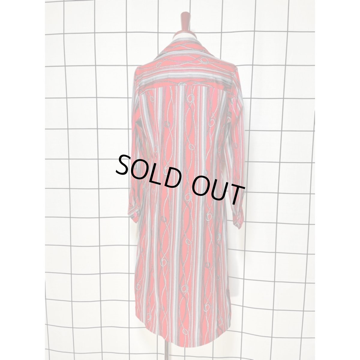 画像2: ヨーロッパ古着 ワンピース ヴィンテージ ドイツ製 ブレード柄 ストライプ レトロ (2)