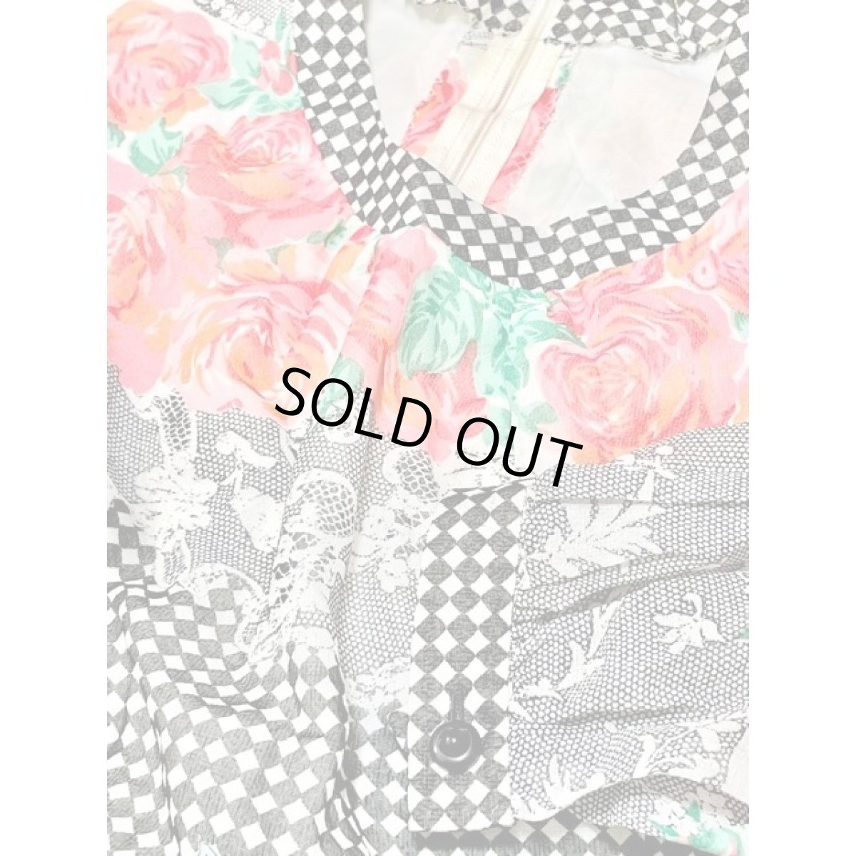 画像10: アメリカ古着 ヴィンテージ ワンピース ダイヤ柄 花柄 TALON レトロ ガーリー (10)