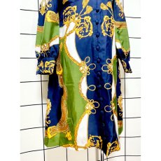 画像8: ヨーロッパ古着 ドレス ヴィンテージ 80年代 スカーフ柄 タッセル柄 華やか 衣装 (8)