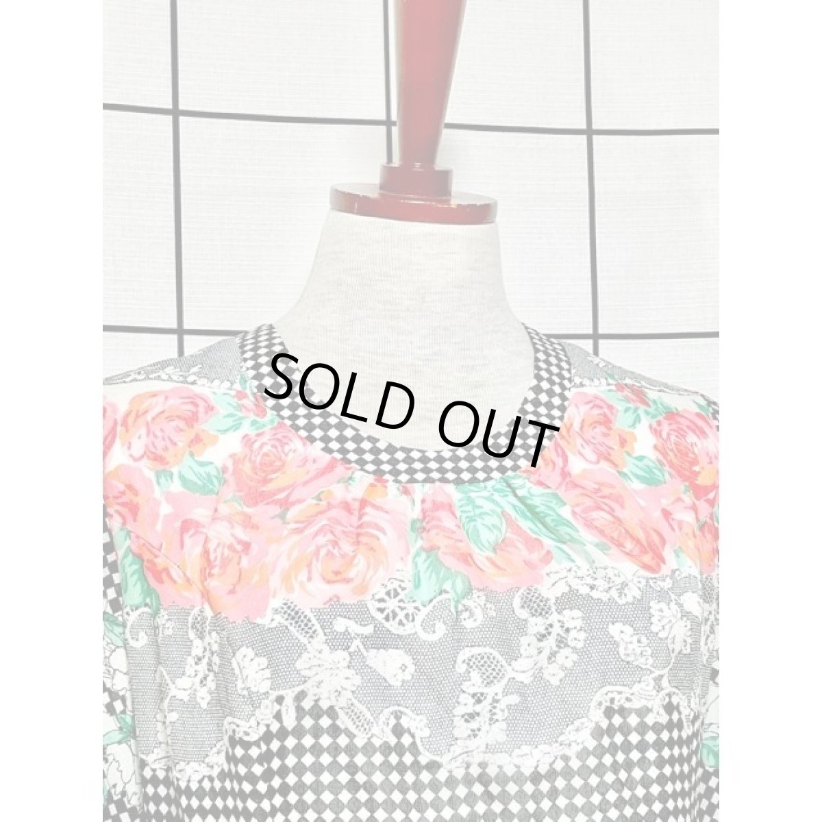 画像6: アメリカ古着 ヴィンテージ ワンピース ダイヤ柄 花柄 TALON レトロ ガーリー (6)