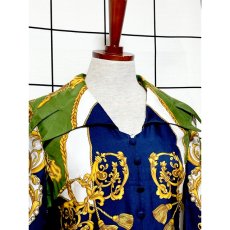 画像5: ヨーロッパ古着 ドレス ヴィンテージ 80年代 スカーフ柄 タッセル柄 華やか 衣装 (5)