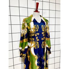 画像3: ヨーロッパ古着 ドレス ヴィンテージ 80年代 スカーフ柄 タッセル柄 華やか 衣装 (3)