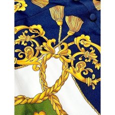 画像10: ヨーロッパ古着 ドレス ヴィンテージ 80年代 スカーフ柄 タッセル柄 華やか 衣装 (10)