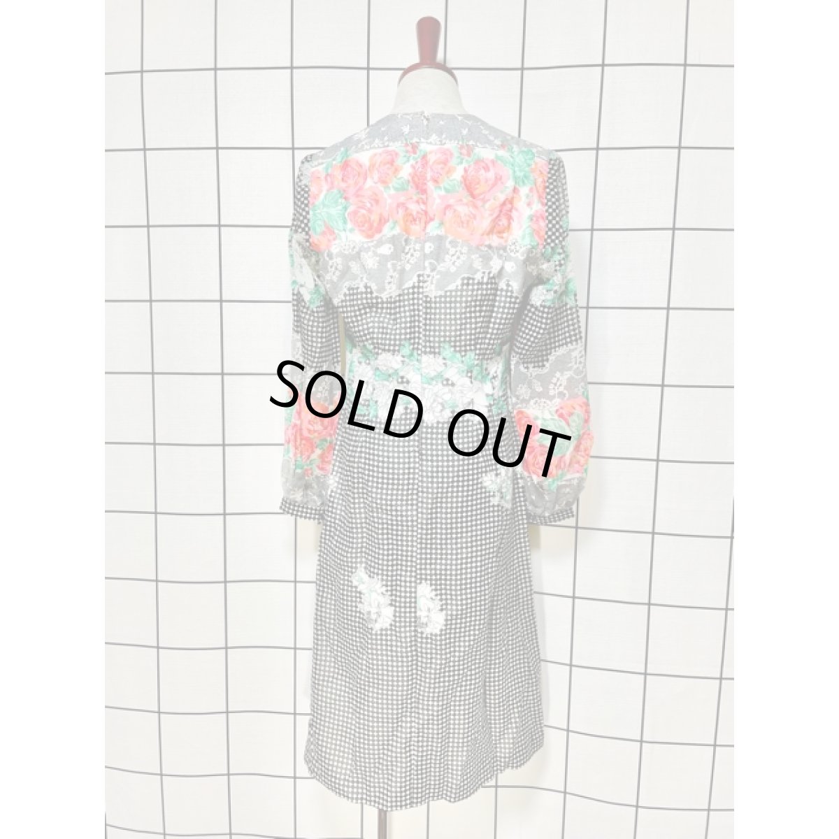 画像2: アメリカ古着 ヴィンテージ ワンピース ダイヤ柄 花柄 TALON レトロ ガーリー (2)