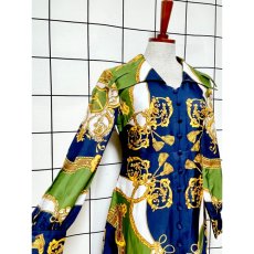 画像6: ヨーロッパ古着 ドレス ヴィンテージ 80年代 スカーフ柄 タッセル柄 華やか 衣装 (6)