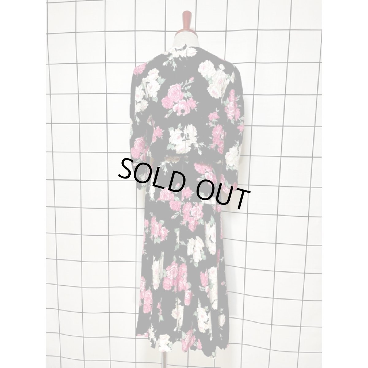 画像2: アメリカ古着 ヴィンテージ ドレスワンピース 大きなレース襟 花柄 レトロ 長袖 (2)