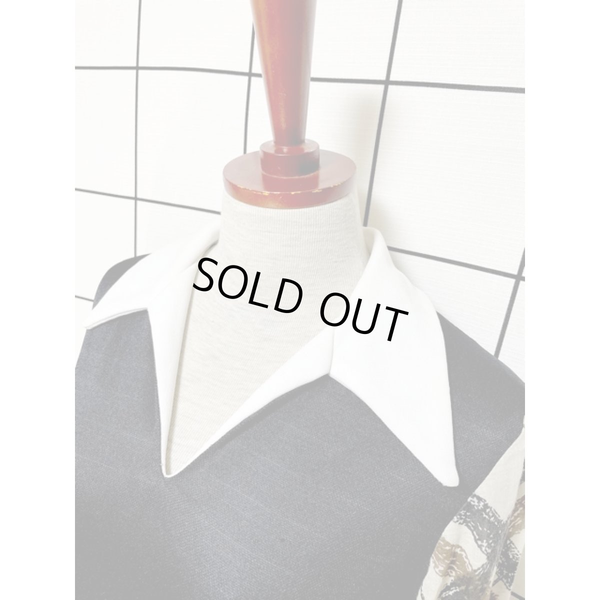 画像4: チェック柄 切り替えし 長袖 大人モダン レトロ クラシカル USA古着 ヴィンテージマキシ丈ワンピース (4)